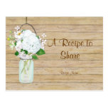 Rustic Country Mason Jar Flowers White Hydrangeas Post Card