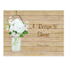 Rustic Country Mason Jar Flowers White Hydrangeas Post Card