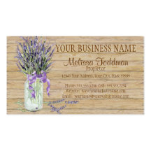 Rustic Country Mason Jar French Lavender Bouquet Business Cards