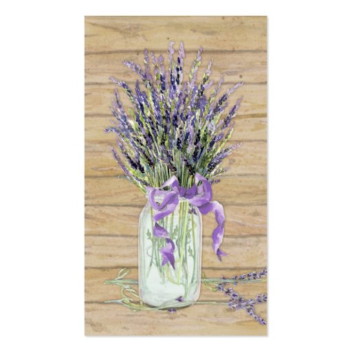 Rustic Country Mason Jar French Lavender Bouquet Business Cards (back side)