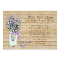 Rustic Country Mason Jar French Lavender Bouquet Invitation