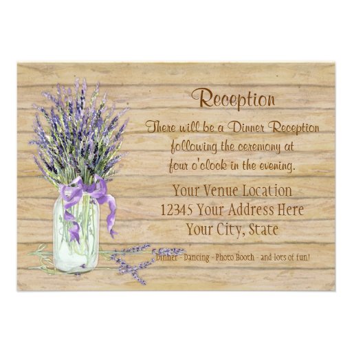 Rustic Country Mason Jar French Lavender Bouquet Invitations