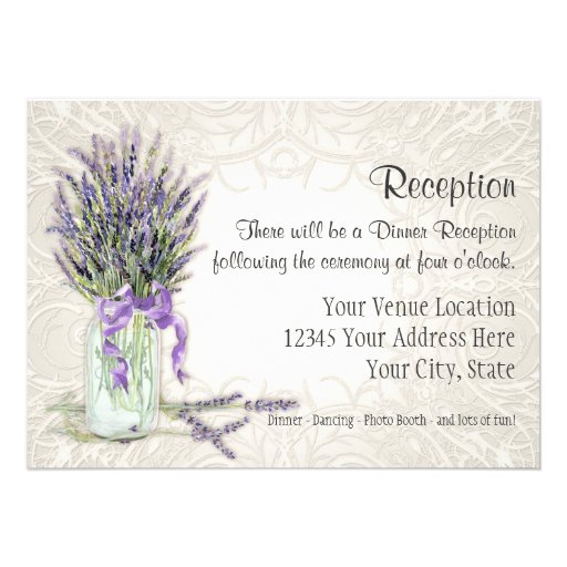 Rustic Country Mason Jar Lace n Lavender Floral Custom Invite