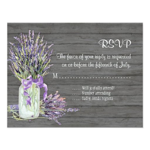 Rustic Country Mason Jar Lace n Lavender Floral Custom Announcements