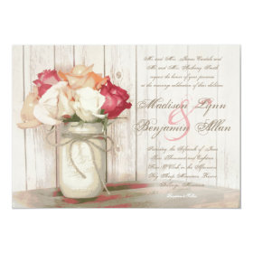 Rustic Country Mason Jar Roses Wedding Invitations 5