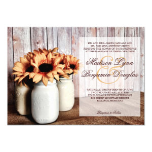 Rustic Country Mason Jar Sunflowers Wedding Invite 5