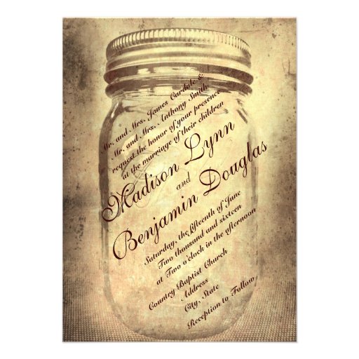 Rustic Country Mason Jar Wedding Invitations