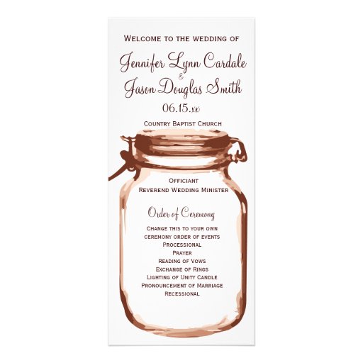 Rustic Country Mason Jar Wedding Program No Ushers Rack Card Template Zazzle Jar Wedding Program Templates