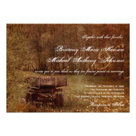 Rustic Country Meadow Wagon Wedding Invitations