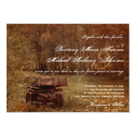 Rustic Country Meadow Wagon Wedding Invitations 4.5