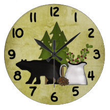Rustic Country Mountain Bear Wall Clock