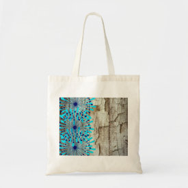 Rustic Country Old Barn Wood Teal Blue Flowers Canvas Bag