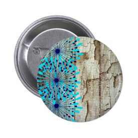 Rustic Country Old Barn Wood Teal Blue Flowers Pinback Buttons