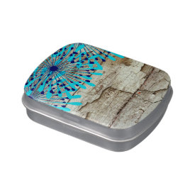 Rustic Country Old Barn Wood Teal Blue Flowers Candy Tin