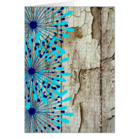 Rustic Country Old Barn Wood Teal Blue Flowers Greeting Card