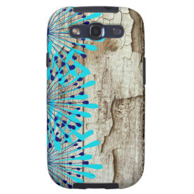 Rustic Country Old Barn Wood Teal Blue Flowers Galaxy S3 Cases