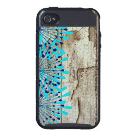 Rustic Country Old Barn Wood Teal Blue Flowers iPhone 4/4S Cover