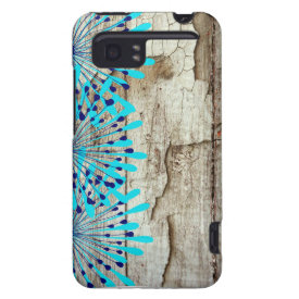 Rustic Country Old Barn Wood Teal Blue Flowers HTC Vivid / Raider 4G Case
