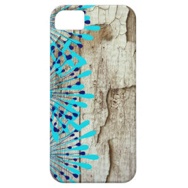 Rustic Country Old Barn Wood Teal Blue Flowers iPhone 5 Covers