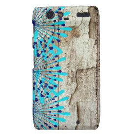 Rustic Country Old Barn Wood Teal Blue Flowers Droid RAZR Covers