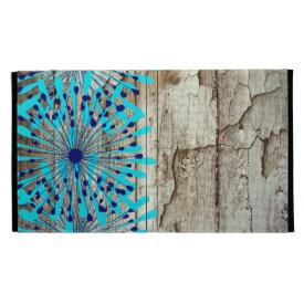 Rustic Country Old Barn Wood Teal Blue Flowers iPad Cases