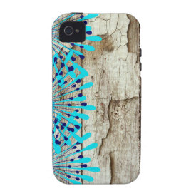 Rustic Country Old Barn Wood Teal Blue Flowers iPhone 4 Covers