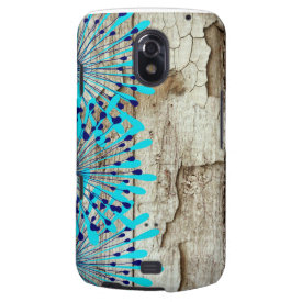 Rustic Country Old Barn Wood Teal Blue Flowers Galaxy Nexus Cover