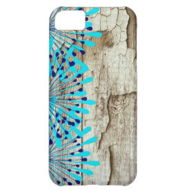 Rustic Country Old Barn Wood Teal Blue Flowers iPhone 5C Case