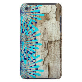 Rustic Country Old Barn Wood Teal Blue Flowers iPod Touch Cases