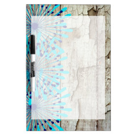 Rustic Country Old Barn Wood Teal Blue Flowers Dry-Erase Whiteboard