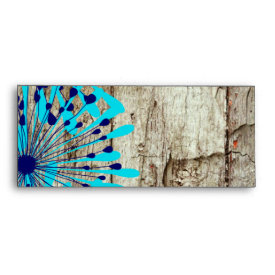 Rustic Country Old Barn Wood Teal Blue Flowers Envelopes