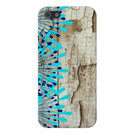 Rustic Country Old Barn Wood Teal Blue Flowers iPhone 5/5S Case