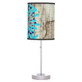 Rustic Country Old Barn Wood Teal Blue Flowers Table Lamps