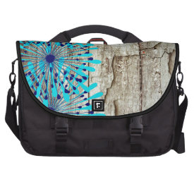 Rustic Country Old Barn Wood Teal Blue Flowers Bags For Laptop