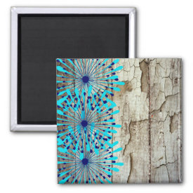 Rustic Country Old Barn Wood Teal Blue Flowers Magnets
