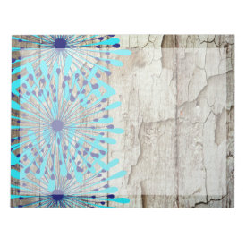 Rustic Country Old Barn Wood Teal Blue Flowers Scratch Pads