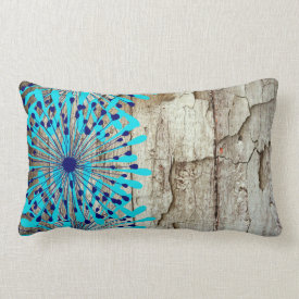 Rustic Country Old Barn Wood Teal Blue Flowers Throw Pillows