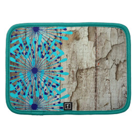 Rustic Country Old Barn Wood Teal Blue Flowers Organizers