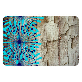Rustic Country Old Barn Wood Teal Blue Flowers Vinyl Magnets