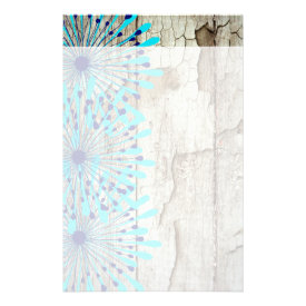 Rustic Country Old Barn Wood Teal Blue Flowers Custom Stationery
