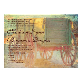 Rustic Country Old Wagon Wedding Invitations Invite