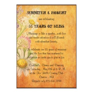 Rustic Country Painted Wood Daisies Anniversary Personalized Invitations