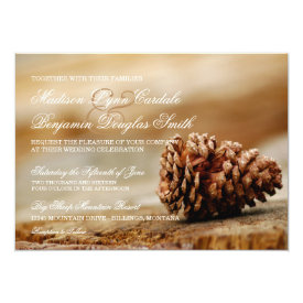 Rustic Country Pine Cone Wedding Invitations 4.5