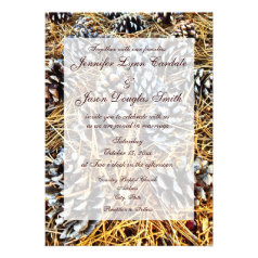 Rustic Country Pine Cones Camo Wedding Invitations