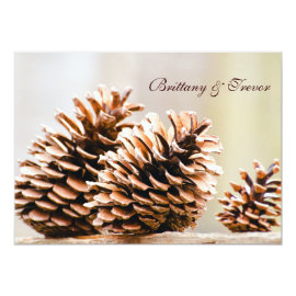 Rustic Country Pine Cones Fall Wedding Invitations 4.5