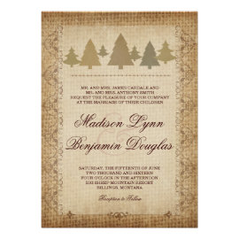 Rustic Country Pine Trees Fall Wedding Invitations
