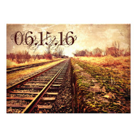 Rustic Country Railroad Tracks Wedding Invitations