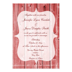 Rustic Country Red Barn Wood Wedding Invitations