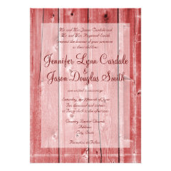 Rustic Country Red Barn Wood Wedding Invitations