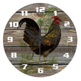 Rustic Country Rooster Kitchen Wall Clock